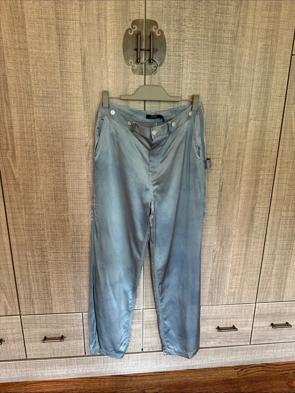 Polo Ralph Lauren Denim-Look Silk Charmeuse Cargo Pants